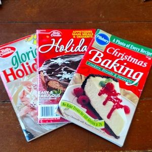 3 vintage mini holiday cookbooks recipes Betty crockers chex pillsbury